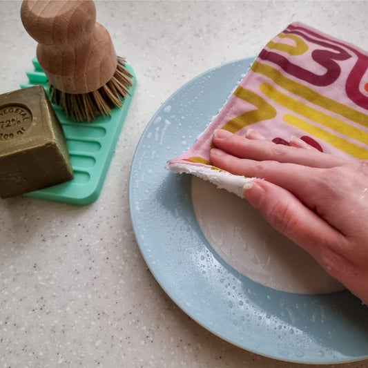 Cotton Linen Reusable Dishcloths in Subaquatic Tangle