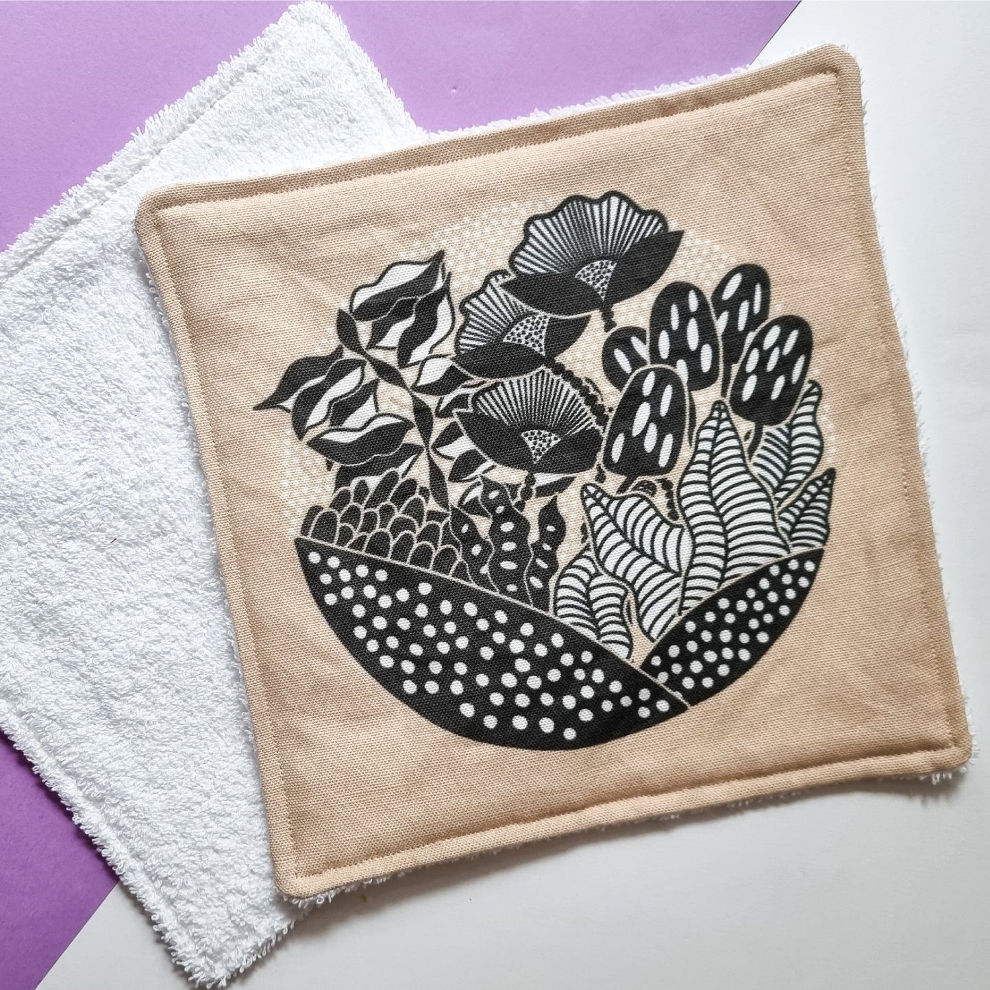 Cotton Linen Reusable Dishcloths in Subaquatic Tangle