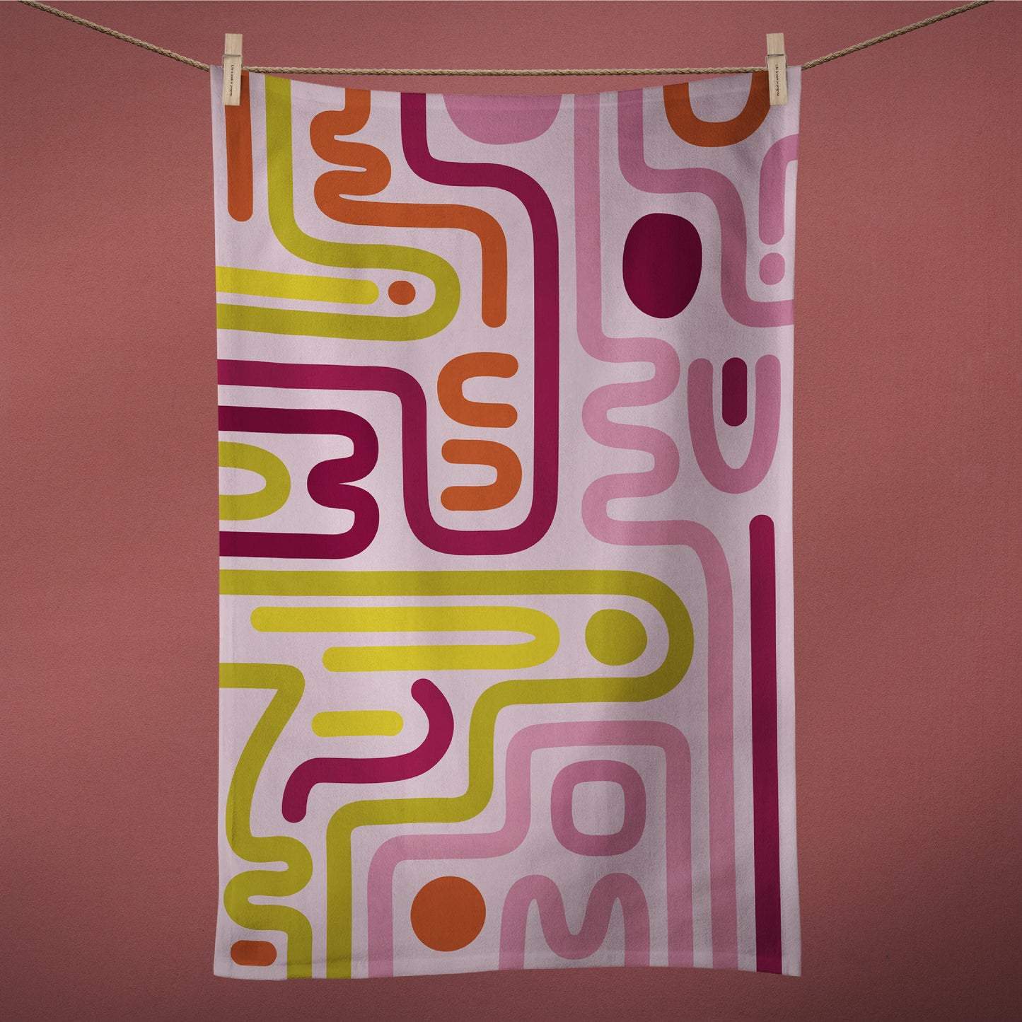 Cotton Linen Tea Towel in Pomegranate