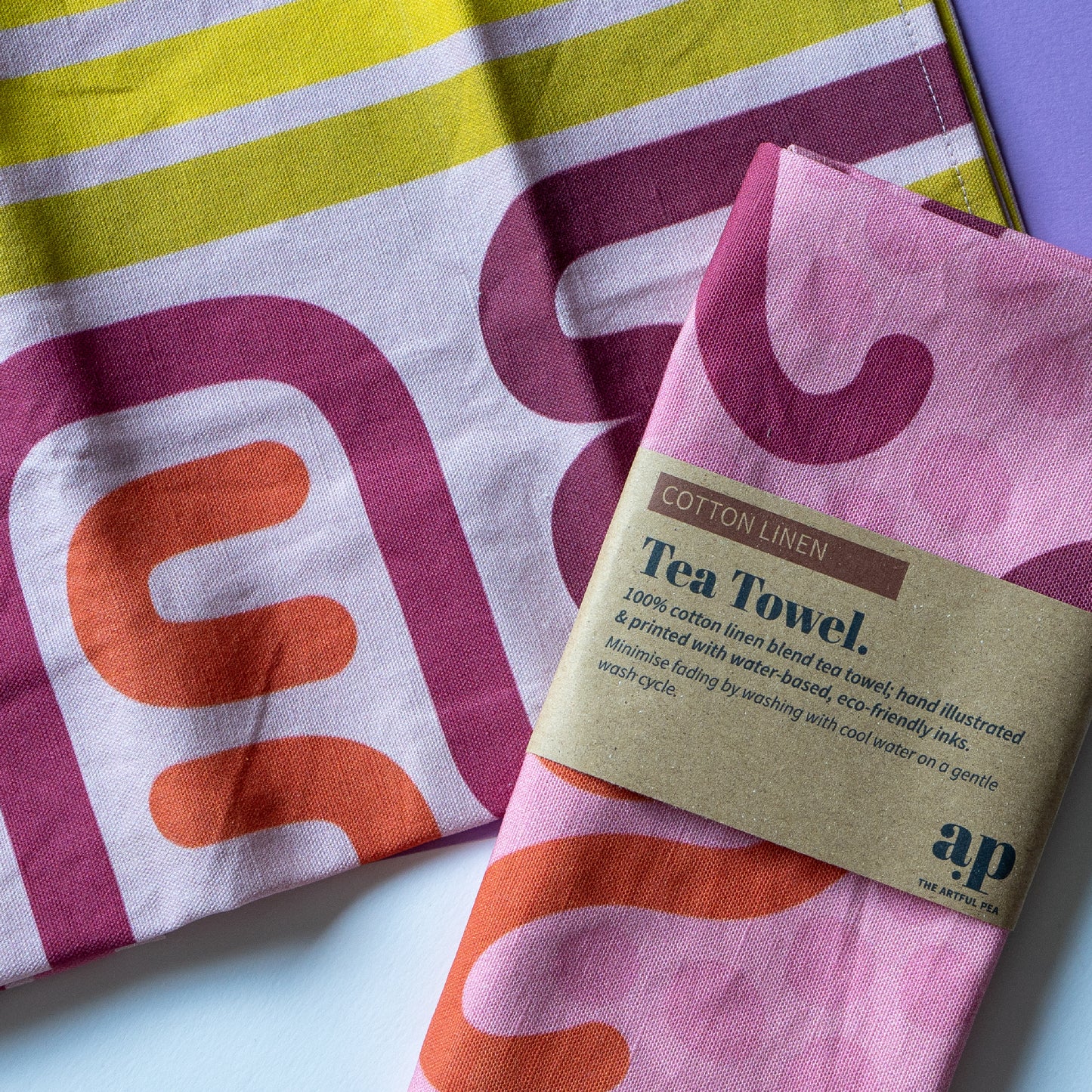 Cotton Linen Tea Towel in Pomegranate