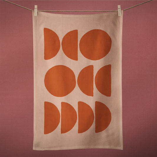 Cotton Linen Tea Towel in Terracotta